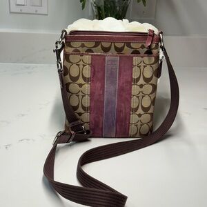 Coach Tan and Purple Crossbody Bag